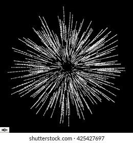 Point Explode. Array with Dynamic Emitted Particles. Abstract Background. Vector Illustration.