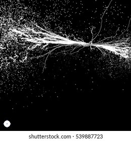 Point Explode. Array with Dynamic Emitted Particles. Abstract Dynamic Background. Vector Illustration. 