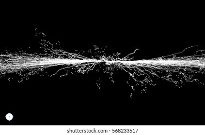 Point Explode. Array with Dynamic Emitted Particles. Abstract Background. Vector Illustration. 
