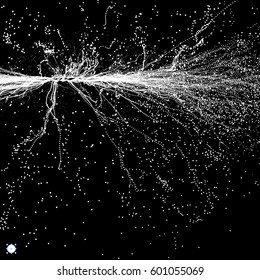 Point Explode. Array with Dynamic Emitted Particles. Abstract Dynamic Background. Vector Illustration.