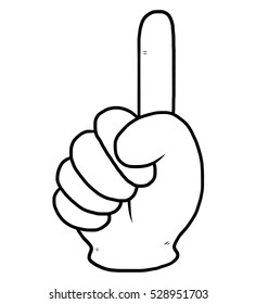 point finger / cartoon vector and illustration, black and white, hand drawn, sketch style, isolated on white background.