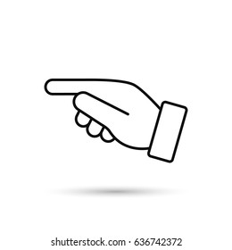 Point finger direction black outline icon. Man hand gesture pictogram. Vector illustration flat style design. Pointer direction forefinger.