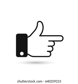 Point finger, direction forefinger icon. Man hand gesture pictogram. Vector illustration in flat style.
