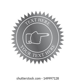 point finger hand gesture art metallic label