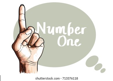point finger, hand in number one sign
