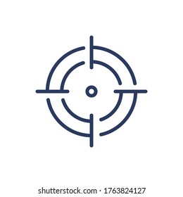 Point in focus thin line icon. Target, aim, crosshair isolated outline sign. Game, opportunity, marketing concept. Vector illustration symbol element for web design and apps