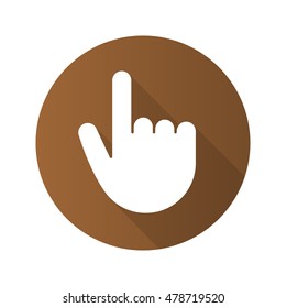 Point up gesture flat design long shadow icon. Index finger. Forefinger. Vector silhouette symbol