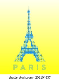 point half-tone illustration eiffel tower
