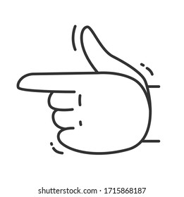 Point hand gesture line icon.Index finger pointing to the left.Emoji Turn left.Vector isolated direction.
