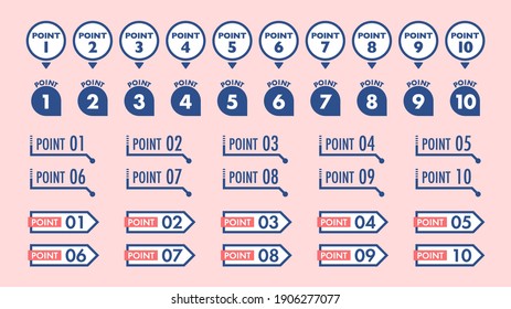 Point Heading Icon Set. 2 colors