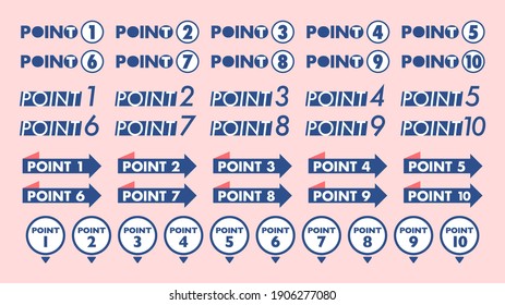 Point Heading Icon Set. 2 colors