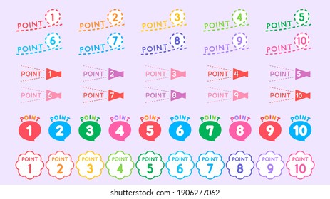 Point Heading Icon Set . Colorful