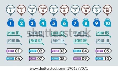 Point Heading Icon Set. Colorful