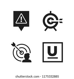 point icon. 4 point vector icons set. target, underline and warning sing pin icons for web and design about point theme