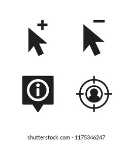 point icon. 4 point vector icons set. cursor, target and nformation point pin icons for web and design about point theme