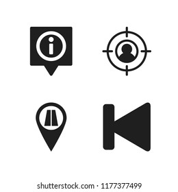 point icon. 4 point vector icons set. road pin, target and back icons for web and design about point theme