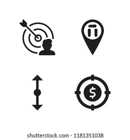 point icon. 4 point vector icons set. cursor, target and monument pin icons for web and design about point theme