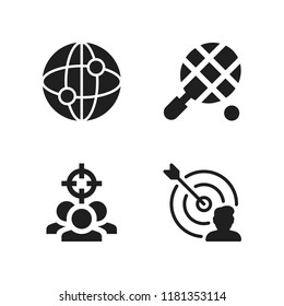 point icon. 4 point vector icons set. target, tennis and internet icons for web and design about point theme