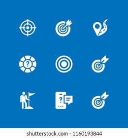 point icon. 9 point set with location on road, bullseye, question and target vector icons for web and mobile app