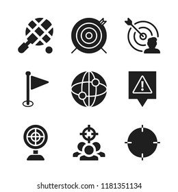 point icon. 9 point vector icons set. tennis, internet and warning sing pin icons for web and design about point theme