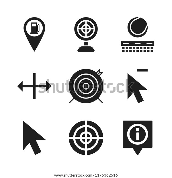point
icon. 9 vector icons set. gas station point, nformation point pin
and aim icons for web and design about point
theme