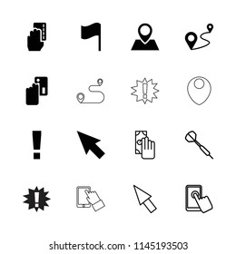 Point icon. collection of 16 point filled and outline icons such as credit card payment, distance, cash payment, touchscreen, dart. editable point icons for web and mobile.