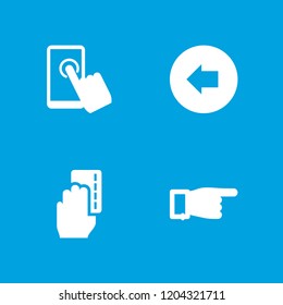 Point icon. collection of 4 point filled icons such as arrow left, pointing, touchscreen. editable point icons for web and mobile.