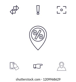 Point icon. collection of 7 point outline icons such as arrow, center focus, sale location, touchscreen. editable point icons for web and mobile.