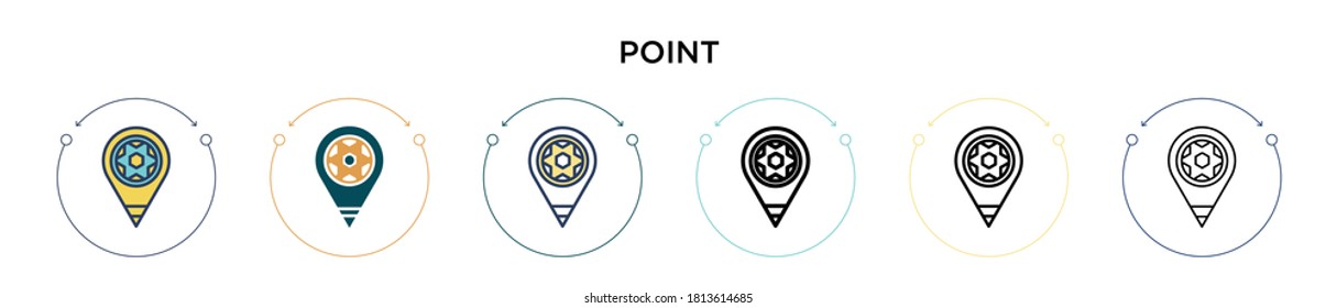 Point icon in filled, thin line, outline and stroke style. Vector illustration of two colored and black point vector icons designs can be used for mobile, ui, web