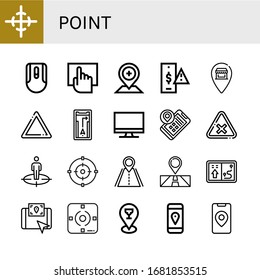 conjunto de iconos de puntos. Colección de iconos Centro de gravedad, Ratón, Pantalla táctil, Marcador de posición, Riesgo, Pin, Advertencia, Gps, Monitor, Ubicación, Intersección, Posición, Enfoque, Carretera, Navegador