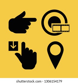point icon set with dart board, location tag and pointing right vector illustration