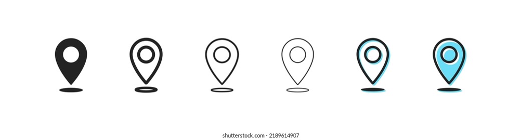 Point icon. Vector symbol of geolocation. Simple outline icons of location. Points icons set. Geotag web icon. EPS10