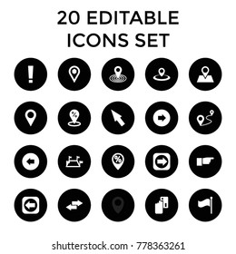 Point icons. set of 20 editable filled point icons such as arrow left, arrow right, map location, creadit card payment. best quality point elements in trendy style.