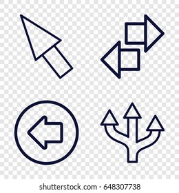 Point icons set. set of 4 point outline icons such as arrow left, pointer