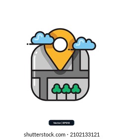 point of interest icon. map and navigation icons. Icons included Maps, location and navigation icons. Collection of high quality vector icons. 