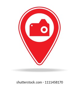 point of interest map pin icon. Element of warning navigation pin icon for mobile concept and web apps. Detailed point of interest map pin icon can be used for web and mobile on white background