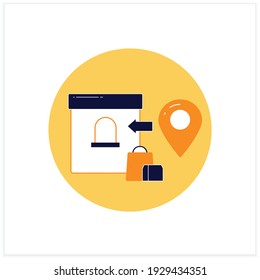 Point of issue flat icon. Product delivery points. Online shopping concept. Sale location. Vector illustration