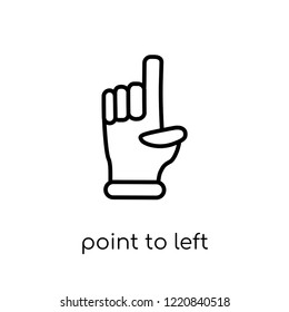 Point to Left icon. Trendy modern flat linear vector Point to Left icon on white background from thin line Hands and guestures collection, editable outline stroke vector illustration