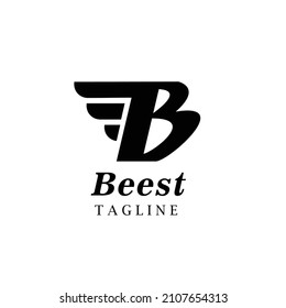 Point Letter B Logo. Best Lettering Design Vector with wings