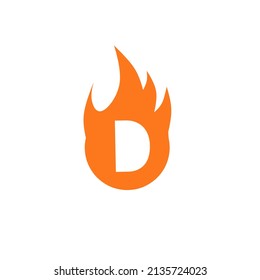 Point Letter D Logo. Letter D Vector Design With Fire Background.
