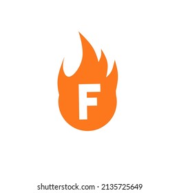 Point Letter F Logo. Letter F Vector Design With Fire Background.