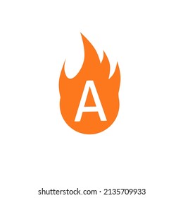 Point Letter A Logo. Letter A Vector Design With Fire Background.