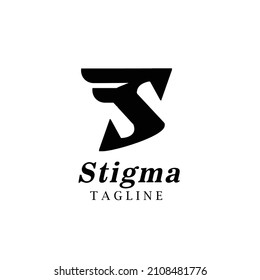 Point Letter S Logo. S Lettering Design Vector with wings
