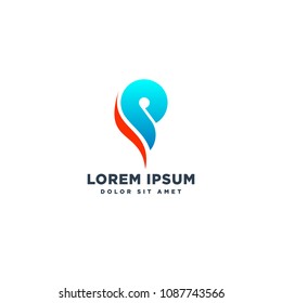 point letter SP logo template vector design