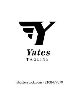 Point Letter Y Logo. yates Lettering Design Vector with wings