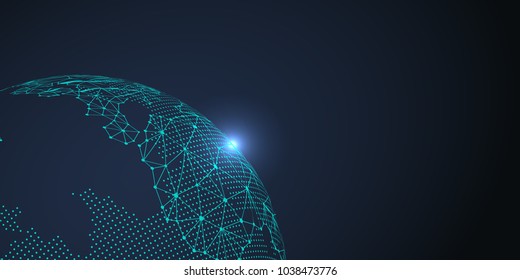 Point and line composed world map representing the global Global network connection