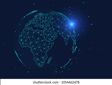 point and line composed world map,representing the global,Global network connection,international meaning.; 