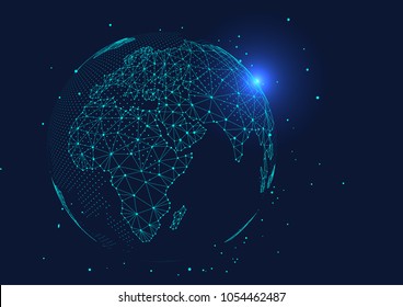 point and line composed world map,representing the global,Global network connection,international meaning.; 