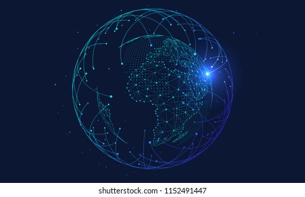point and line composed world map,representing the global,Global network connection,international meaning,big data background illustration, artificial intelligence