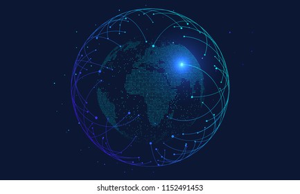 point and line composed world map,representing the global,Global network connection,international meaning,big data background illustration, artificial intelligence